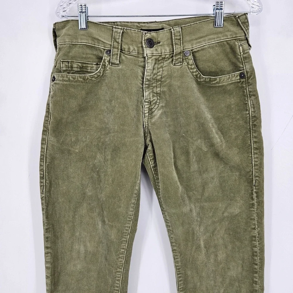 True Religion Corduroy Pants Mens 29 Green Relaxed Slim Jeans Geno Stretch